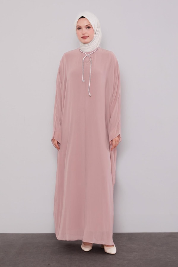 LevidorPudra Birit Yaka Detaylı Ferace