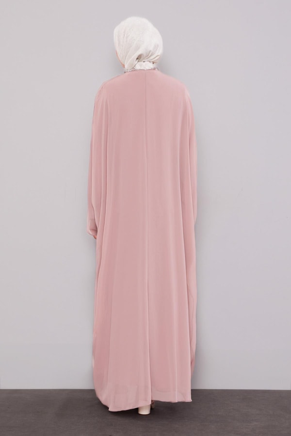 LevidorPudra Birit Yaka Detaylı Ferace