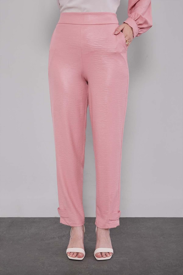 LevidorPudra Bisiklet Yaka Düğme Detaylı İkili Takım