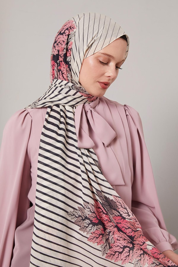 LevidorPudra Çam Desen Pamuk Şal