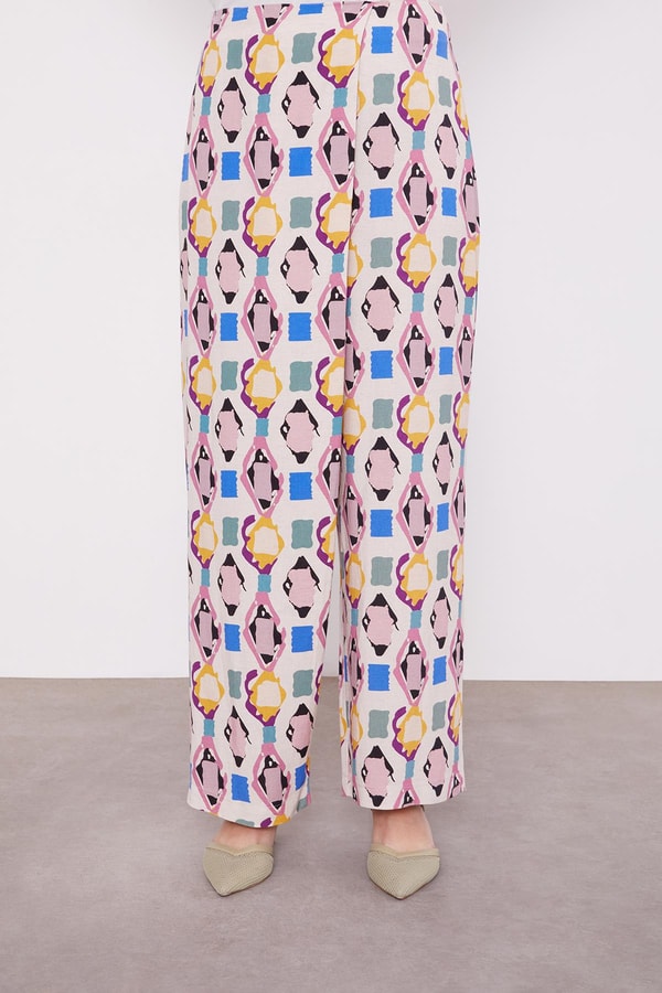 LevidorPudra Desenli Kimono İkili Takım