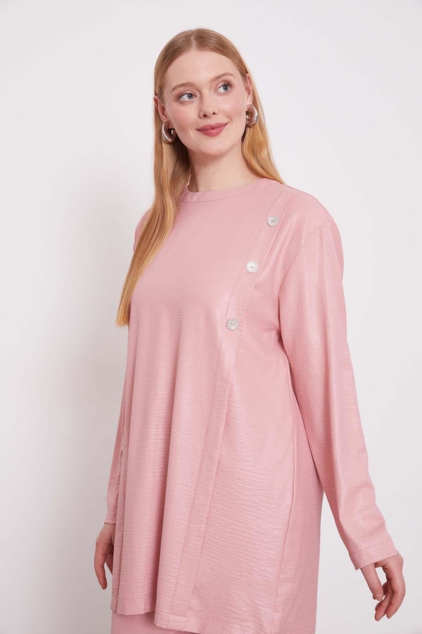 LevidorPudra Düğme Detaylı Bisiklet Yaka İkili Takım