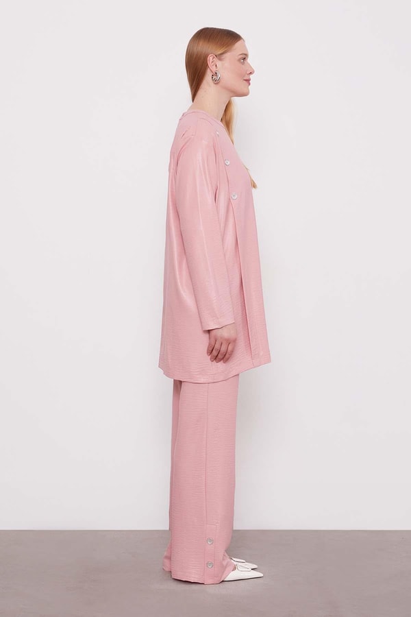 LevidorPudra Düğme Detaylı Bisiklet Yaka İkili Takım