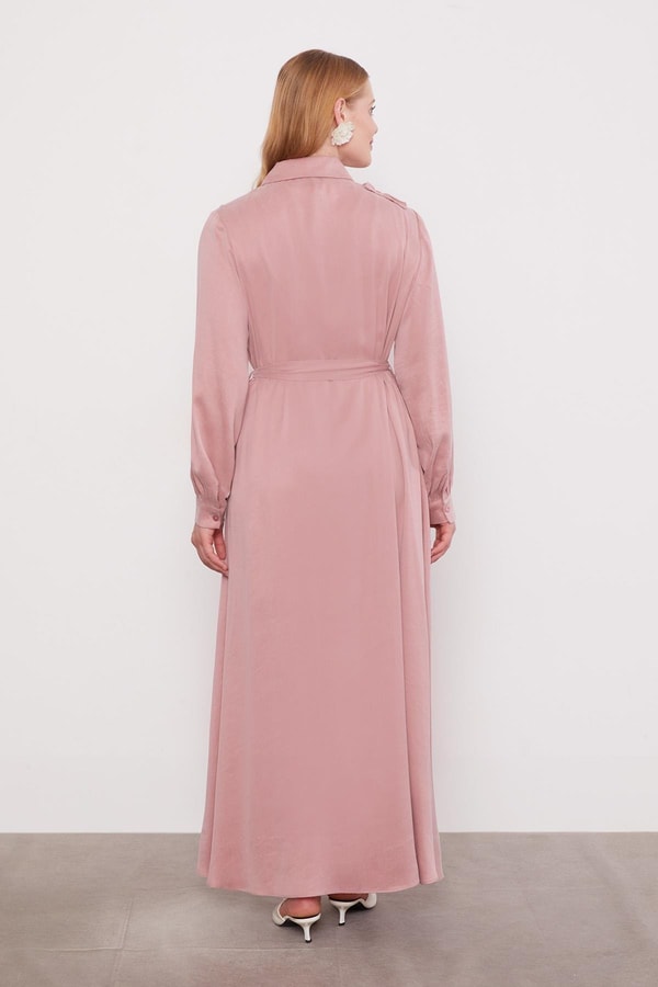 LevidorPudra Düğme Detaylı Cupra Elbise