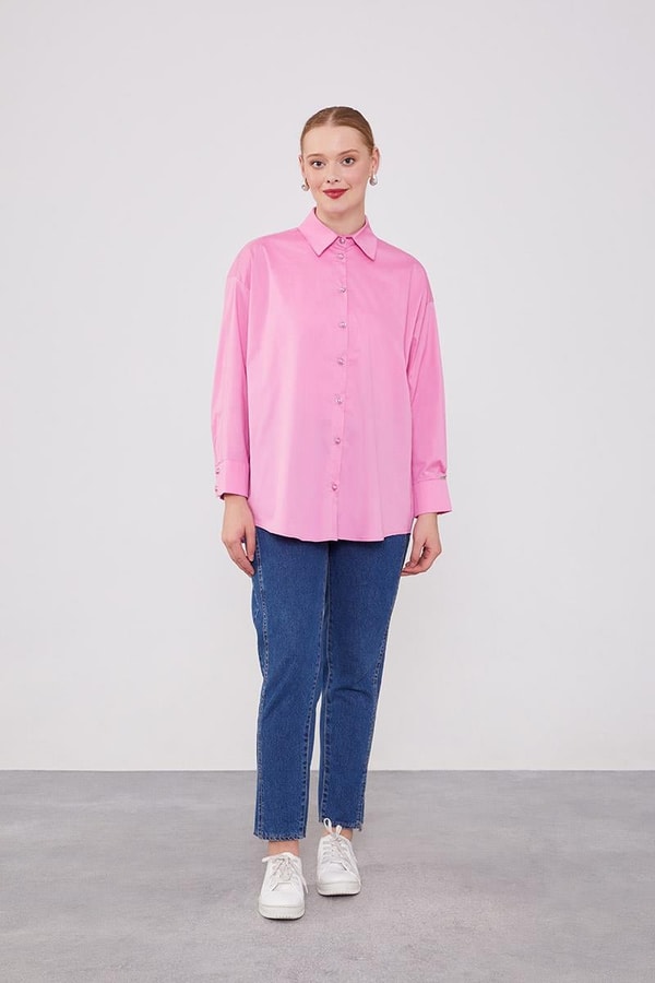 LevidorPudra Düğme Detaylı Gömlek