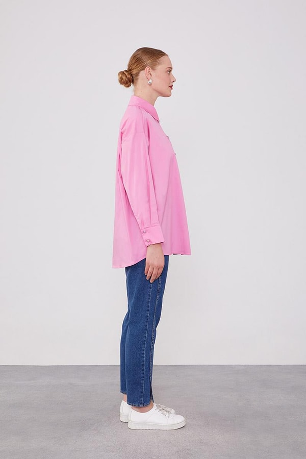 LevidorPudra Düğme Detaylı Gömlek