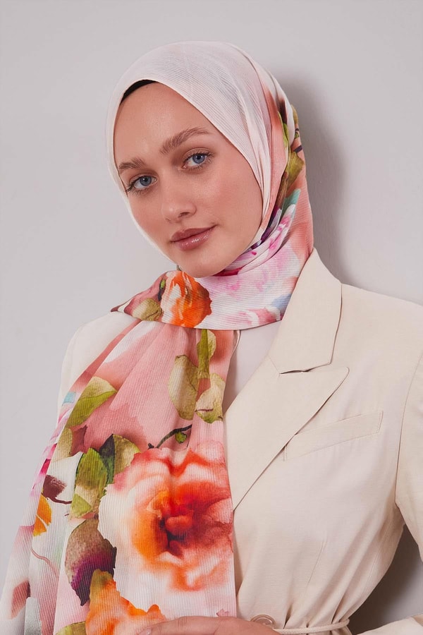 LevidorPudra Ebruli Desen Pamuk Şal