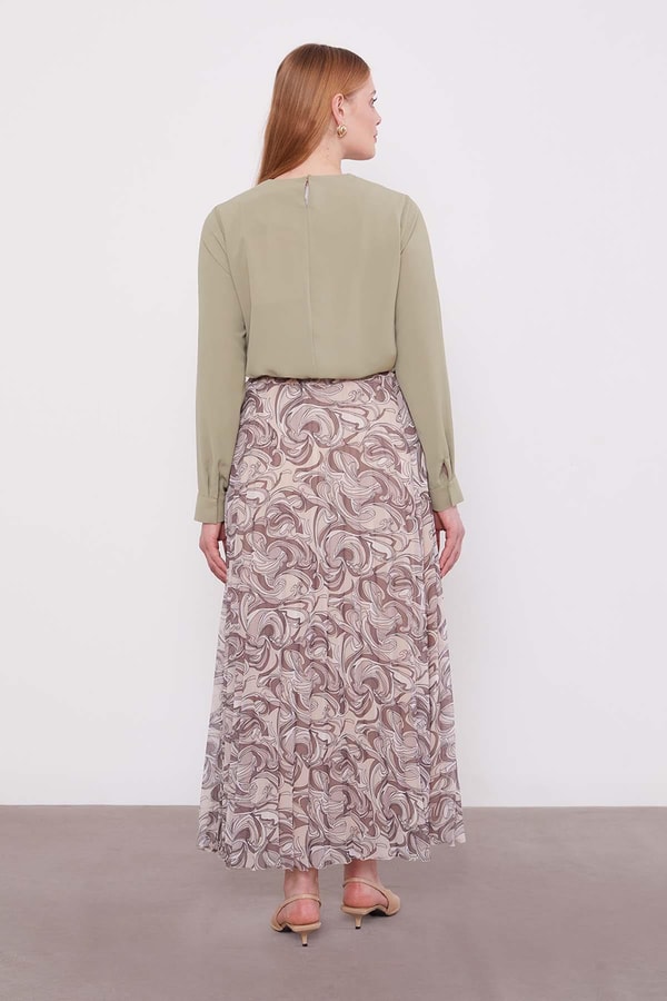 LevidorPudra Etnik Desen Piliseli Etek