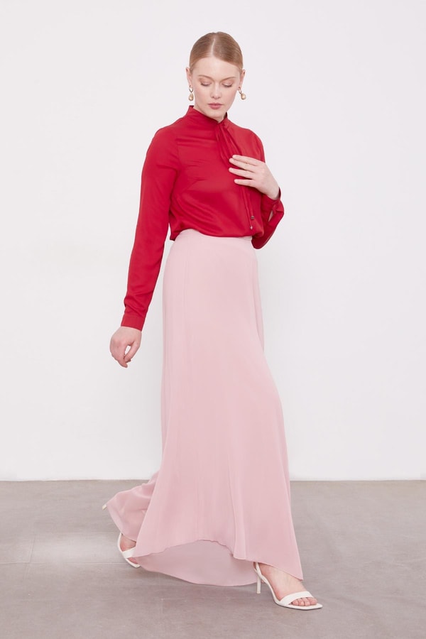 LevidorPudra Geniş Paçalı Şifon Pantolon