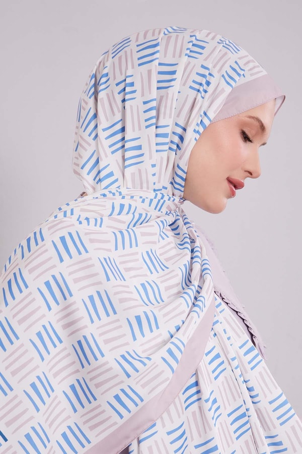 LevidorPudra Kare Çizgi Desen Club Şal