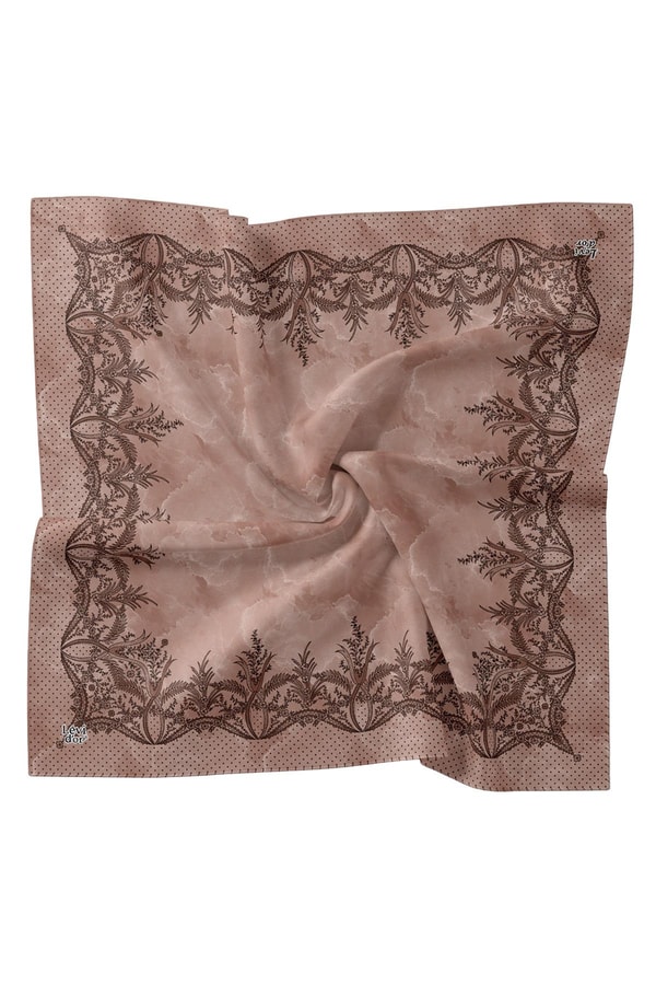 LevidorPudra Kenar Benekli Twill İpek Eşarp