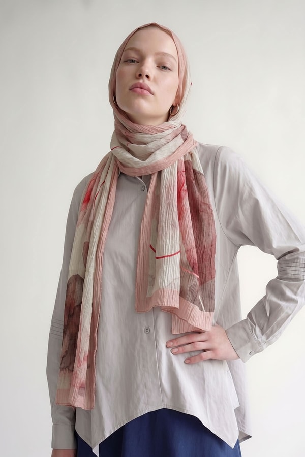 LevidorPudra Pastel Boya Desen Müslin Şal