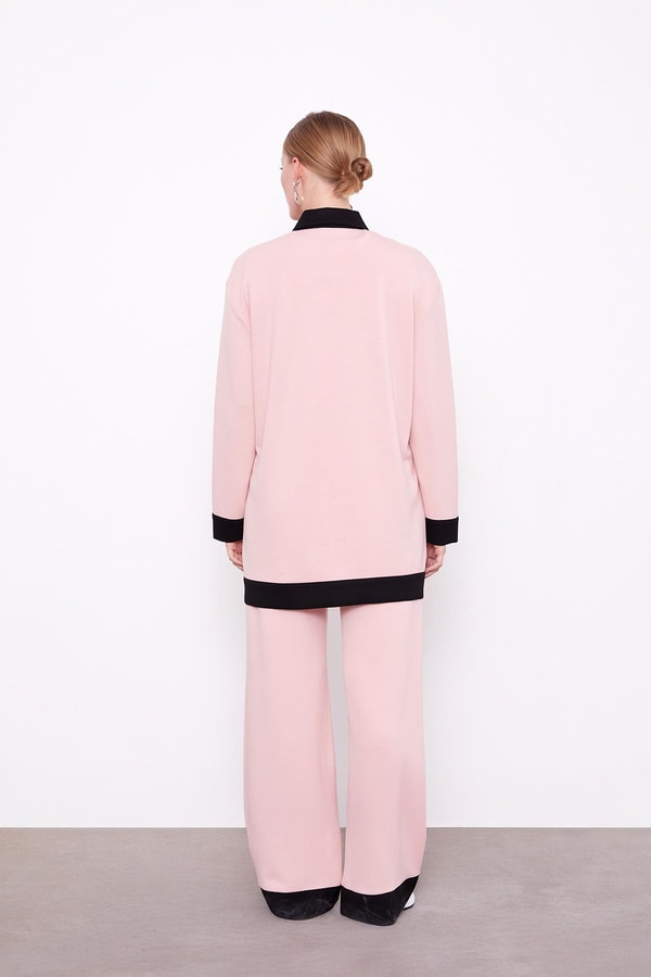 LevidorPudra-Siyah Düğme Detaylı Pantolon Takım