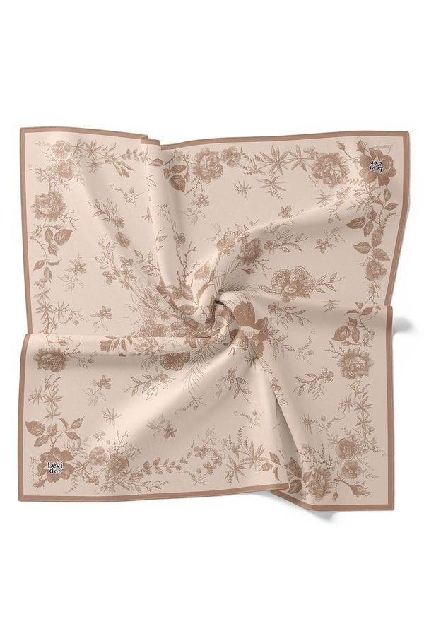 LevidorPudra Soyut Gül Desen Twill İpek Eşarp