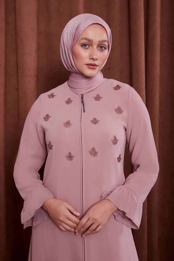 LevidorPudra Taş İşlemeli Ferace