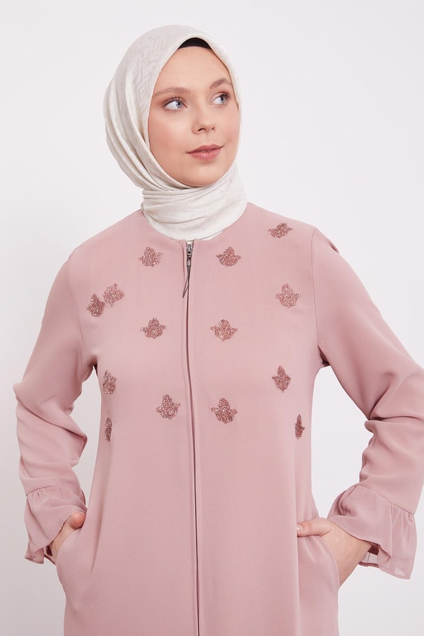 LevidorPudra Taş İşlemeli Ferace