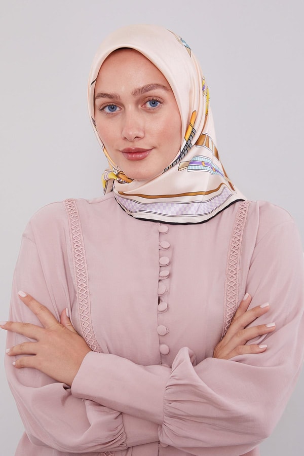 LevidorPudra Twill İpek Eşarp Lunera Koleksiyonu