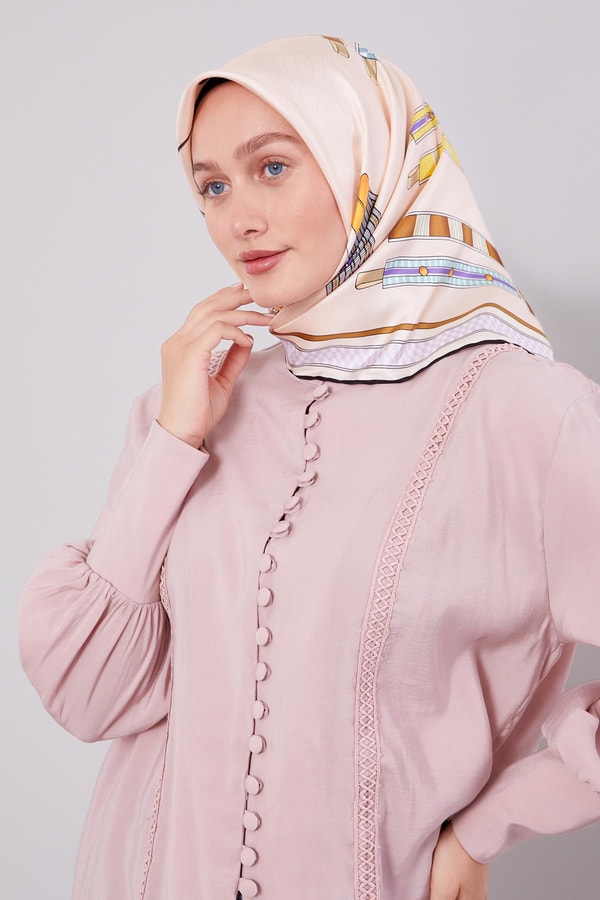 LevidorPudra Twill İpek Eşarp Lunera Koleksiyonu