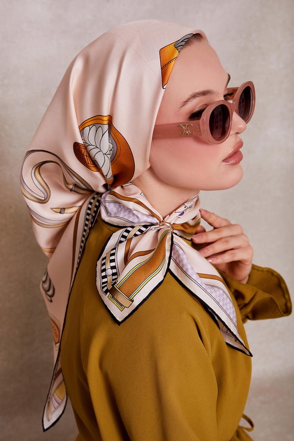 LevidorPudra Twill İpek Eşarp Lunera Koleksiyonu