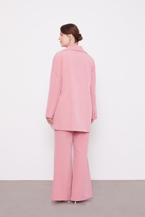 LevidorPudra Yaka Ve Cep Detaylı Pantolon Ceket Takım