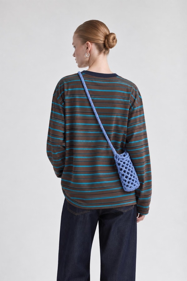 LevidorRahat Kesim Bisiklet Yaka Sweatshirt Mavi