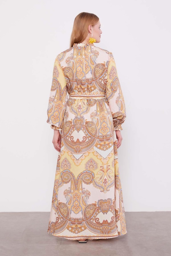LevidorSafran Etnik Desenli Elbise