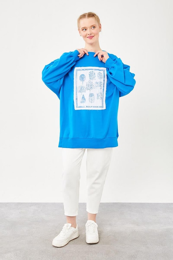 LevidorSaks Bisiklet Yaka Baskılı Sweat