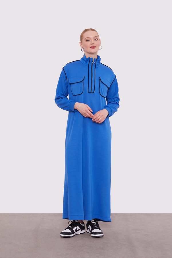 LevidorSaks Çizgi Cep Detaylı Elbise