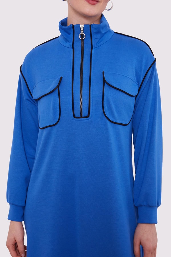 LevidorSaks Çizgi Cep Detaylı Elbise