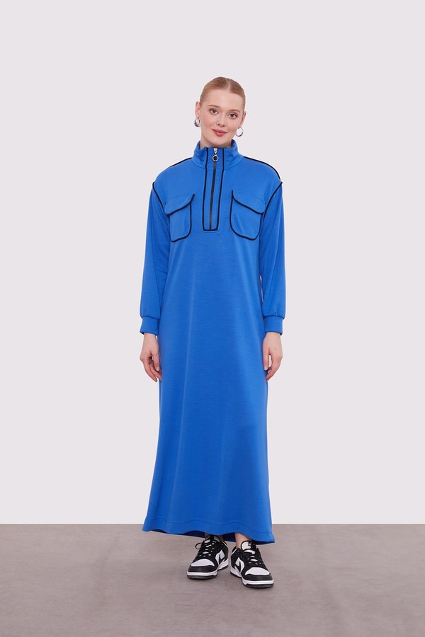 LevidorSaks Çizgi Cep Detaylı Elbise