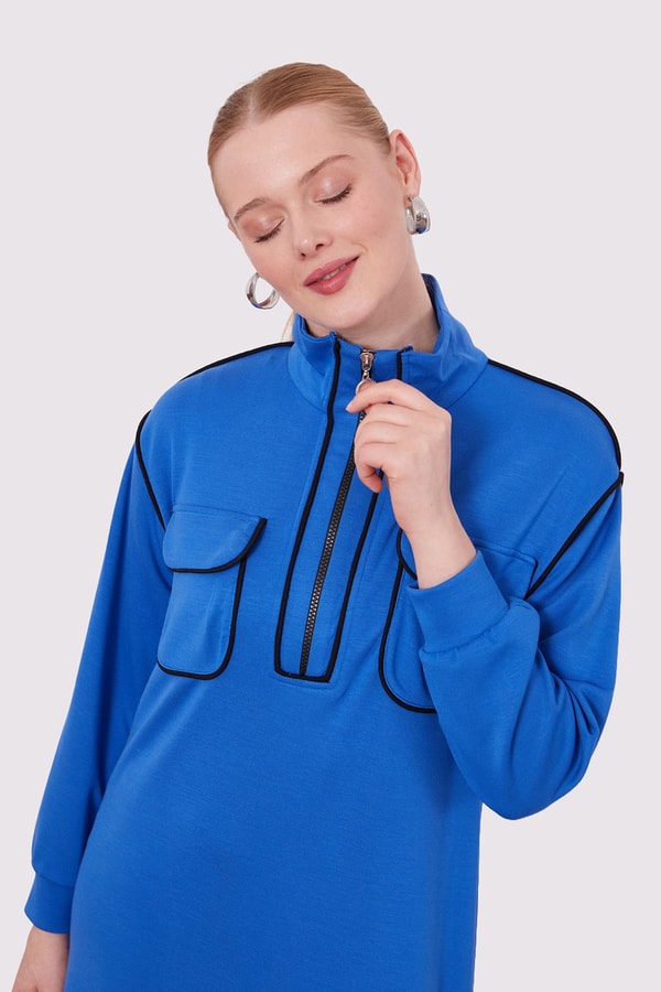 LevidorSaks Çizgi Cep Detaylı Elbise