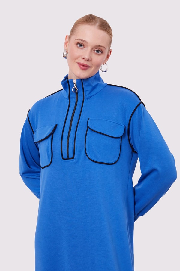 LevidorSaks Çizgi Cep Detaylı Elbise