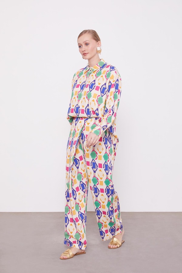 LevidorSaks Desenli Kimono İkili Takım