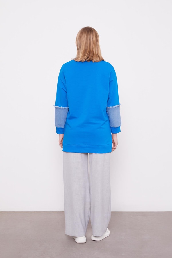 LevidorSaks Kot Detaylı Çiçekli Sweat