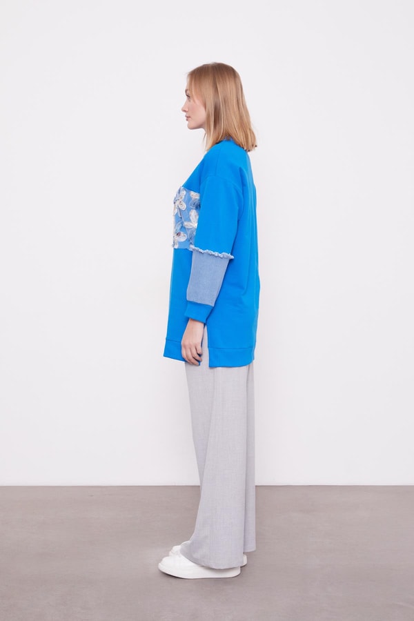 LevidorSaks Kot Detaylı Çiçekli Sweat