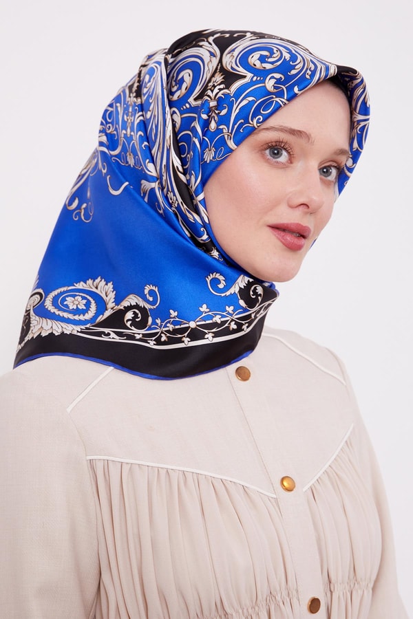 LevidorSaks Varak Desenli Twill İpek Eşarp