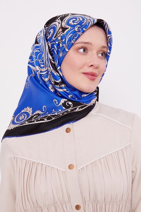 LevidorSaks Varak Desenli Twill İpek Eşarp