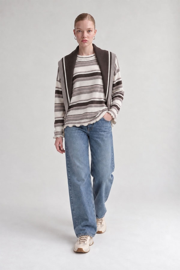 LevidorŞal Yaka Sweatshirt Bej