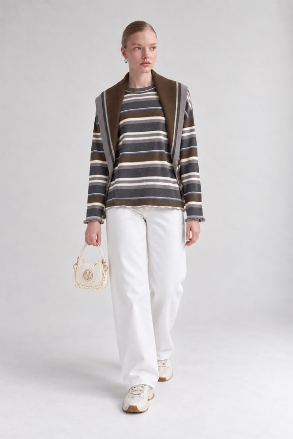 LevidorŞal Yaka Sweatshirt Gri