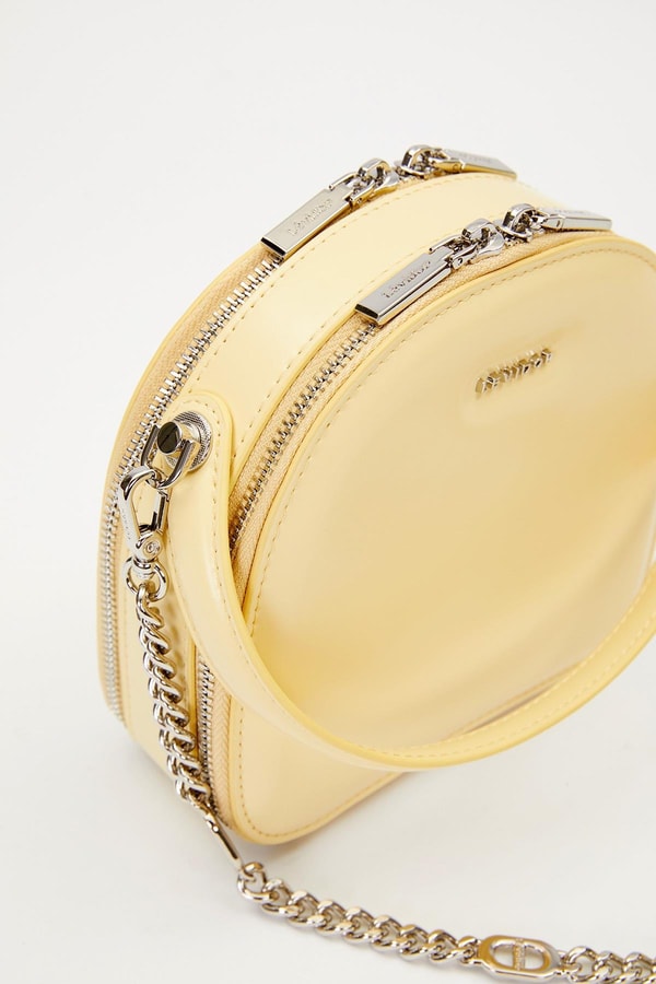 LevidorSarı Çift Fermuarlı Omuz Çantası