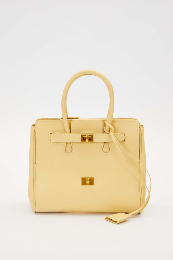 LevidorSarı Deri Aksesuar Detaylı El Çantası