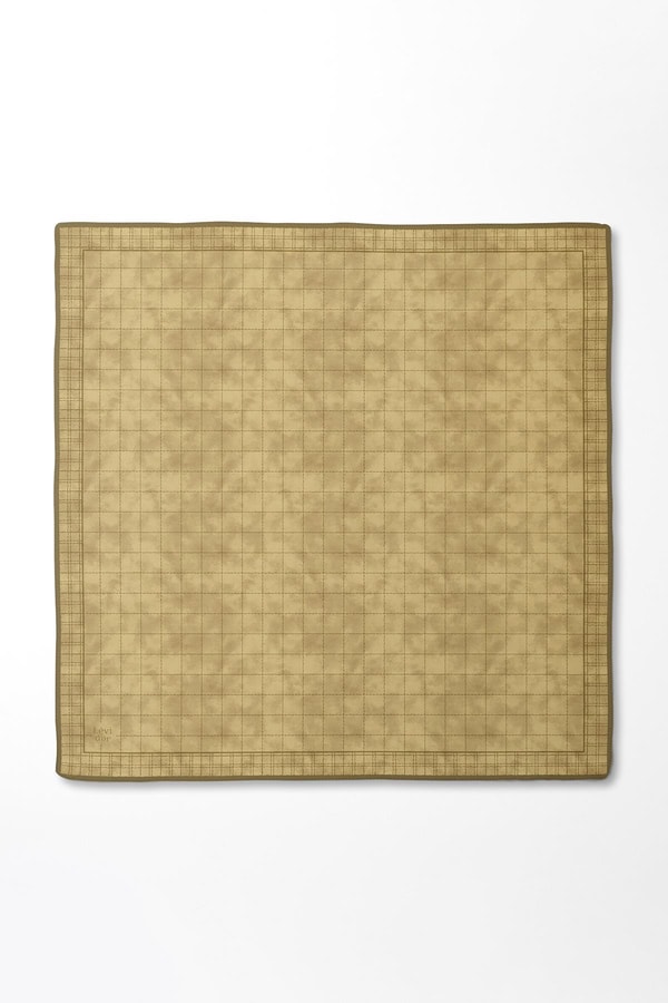 LevidorSarı Kareli Twill İpek Eşarp