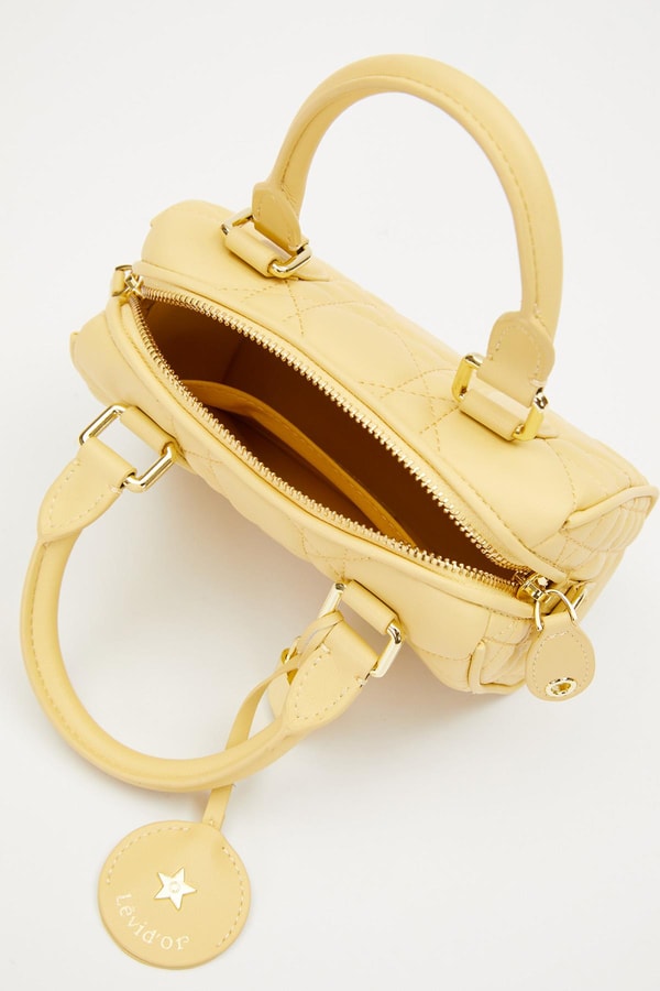 LevidorSarı Kilit Aksesuar Detaylı El Çantası