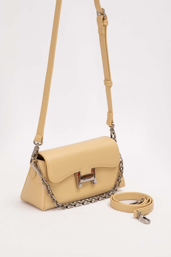 LevidorSarı Logo Tokalı Omuz Çantası