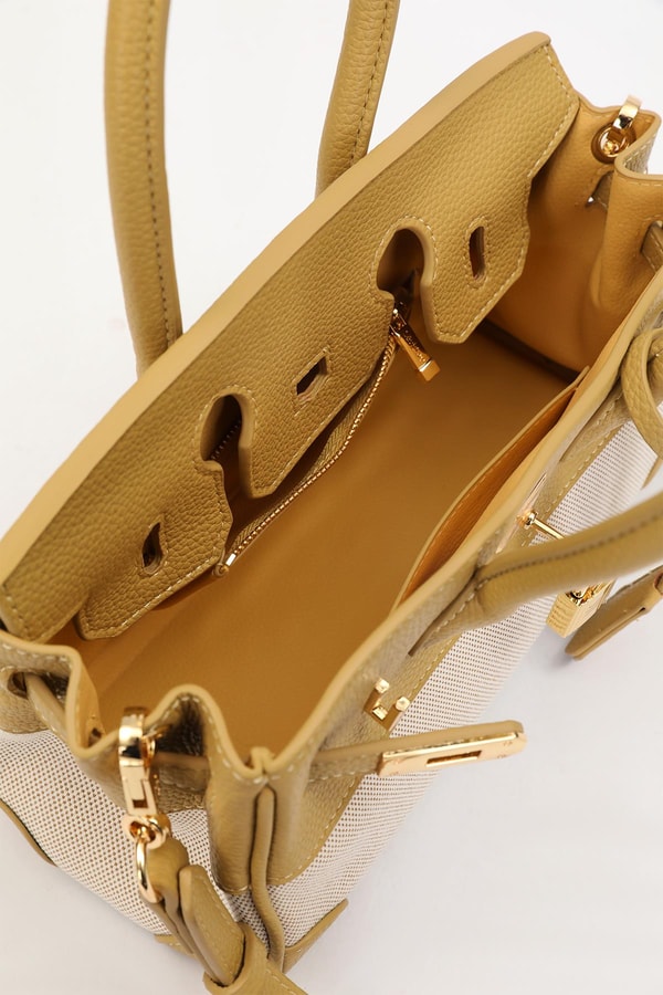 LevidorSarı Oval Kilit Detay El Çantası