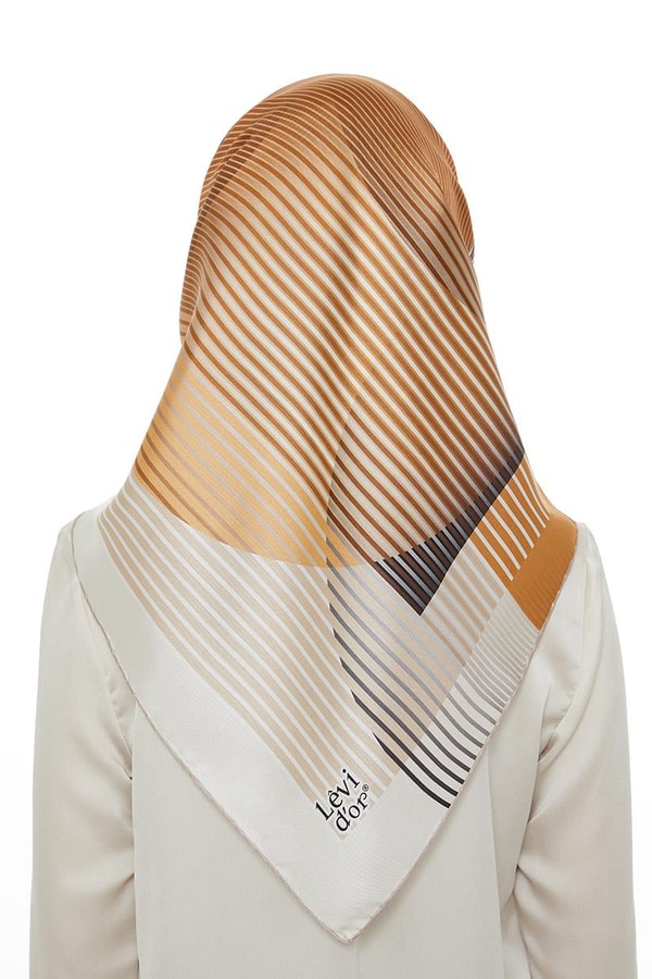 LevidorSarı Twill Saf İpek Eşarp