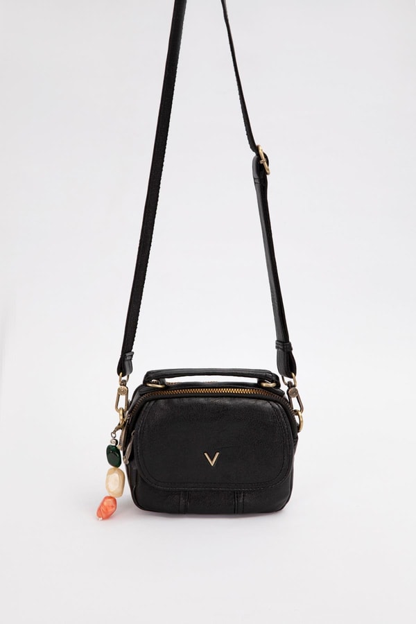 LevidorSiyah Aksesuar Taş Detaylı Omuz Çantası