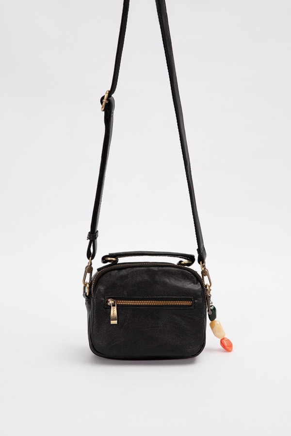 LevidorSiyah Aksesuar Taş Detaylı Omuz Çantası