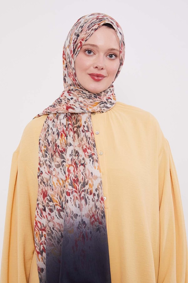 LevidorSiyah Batik Desen Pamuk Şal