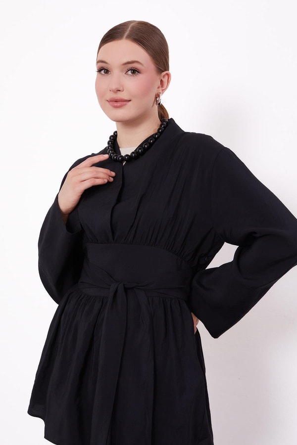 LevidorSiyah Belden Kuşaklı İkili Takım